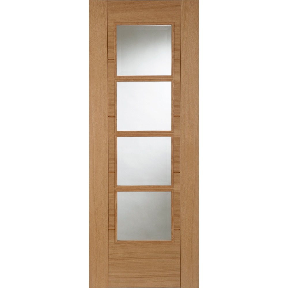 Internal Pre-Finished Oak Iseo Quarter Cut Veneer Central 4 Light Door